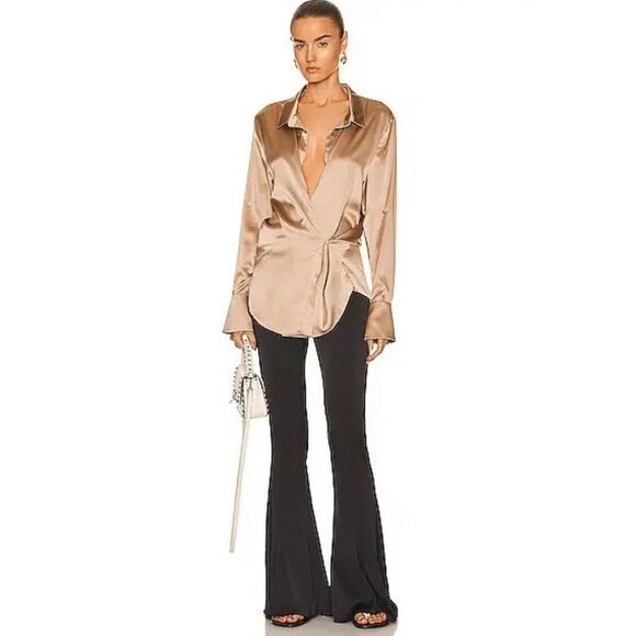 SER.O.YA Karry Silk Side Fasten Blouse in Natural Beige Size L - Picture 11 of 12